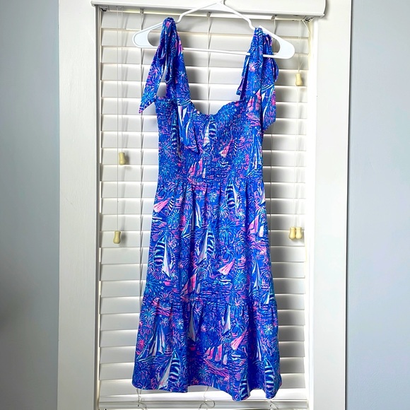 NWT Lilly Pulitzer Kailua Smocked Dress Boca Blue It’s A Sailabration 💥 ⛵️ - Picture 2 of 5